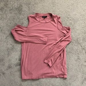 [Topshop] Mauve cold-shoulder long sleeve blouse